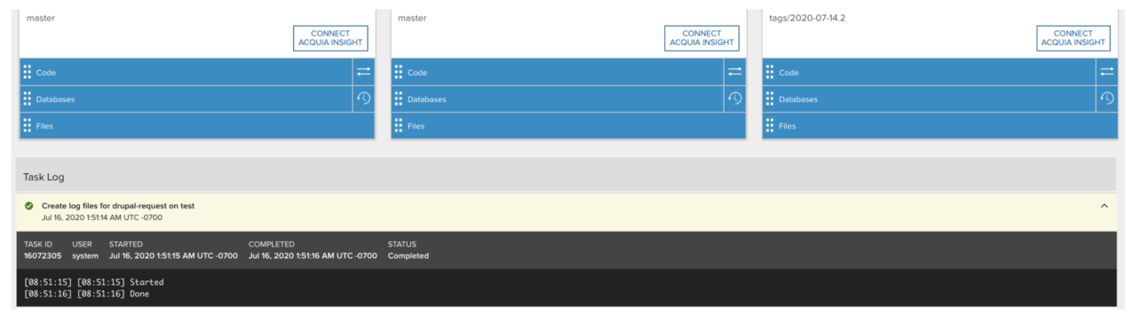 viewing tasks acquia help center